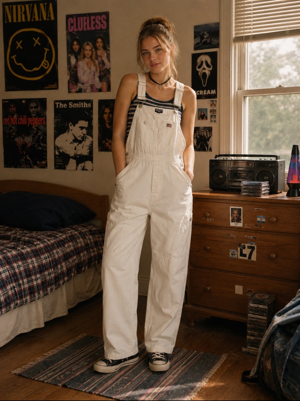 vintage Polo Jeans Co. Ralph Lauren painter-style white denim bib overall
